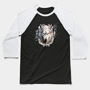 Wolf Portrait Animal Painting Wildlife Outdoors Adventure Baseball T-Shirt